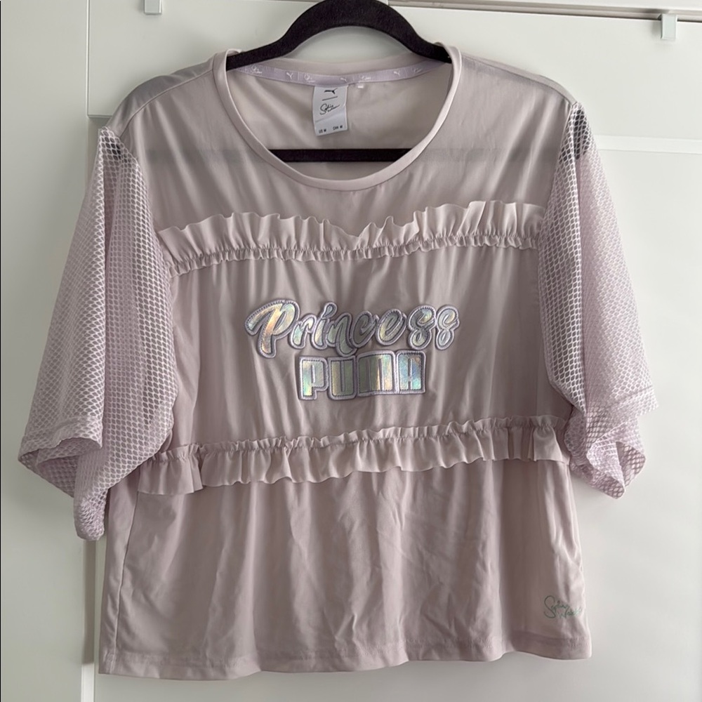 Puma Princess Sophia Webster Purple Ruffled Short Sleeve Athletic Tee